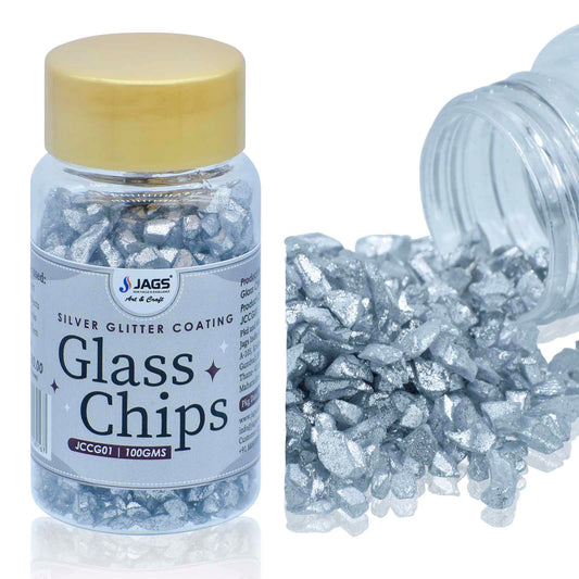 Jags Colour Coating Glass Chips | 100 Gram | Silver Glitter