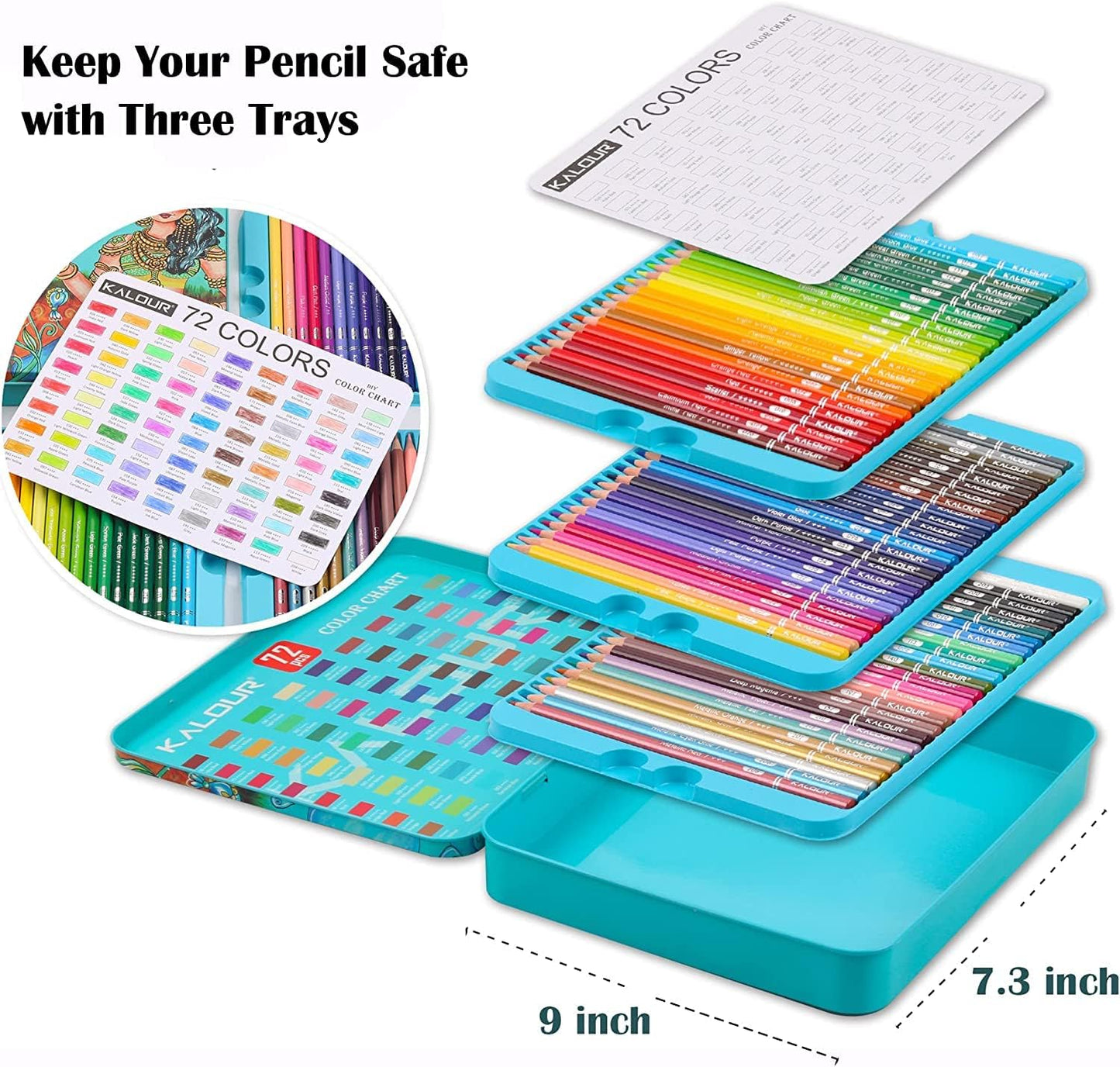 Kalour Artists Colour Pencil Set  | 72 Shades | Tin Box