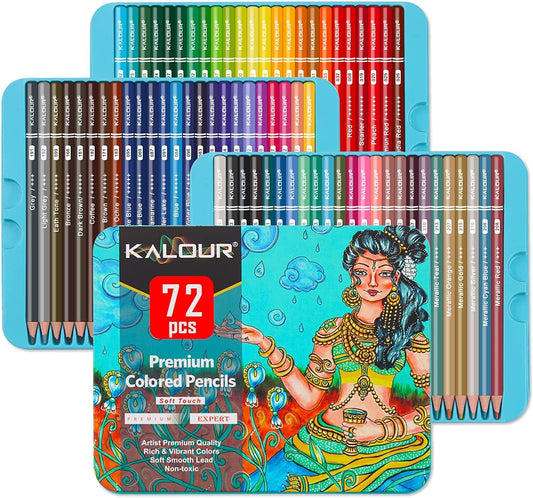 Kalour Artists Colour Pencil Set  | 72 Shades | Tin Box