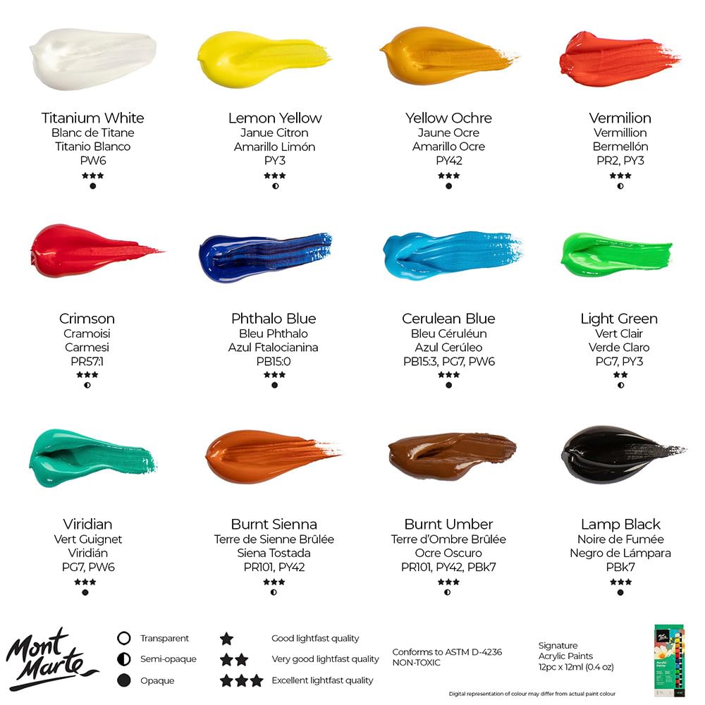 Mont Marte Acrylic Paint Set | 12 Shades