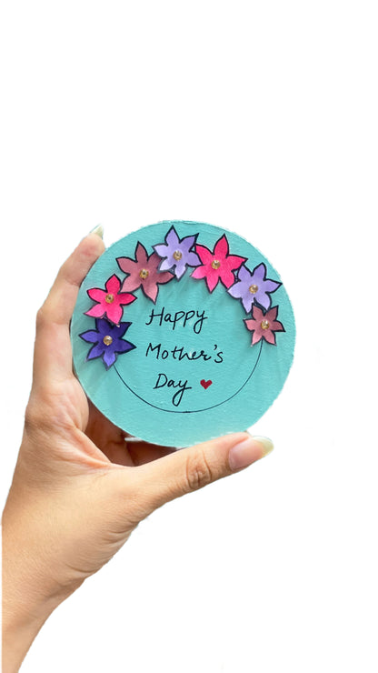 Round MDF Painting |Handmade Mini Painting with Easel | Mothers Day Special