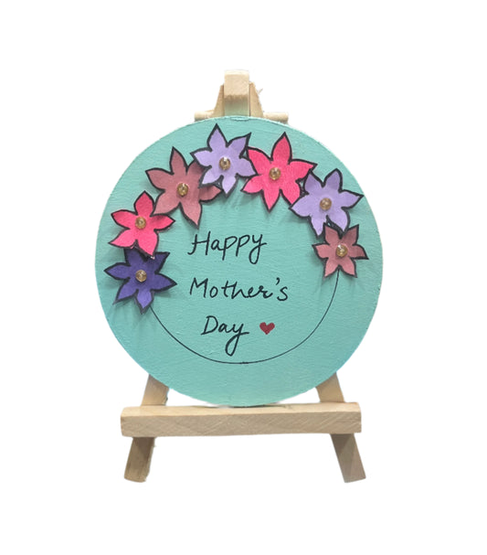 Round MDF Painting |Handmade Mini Painting with Easel | Mothers Day Special