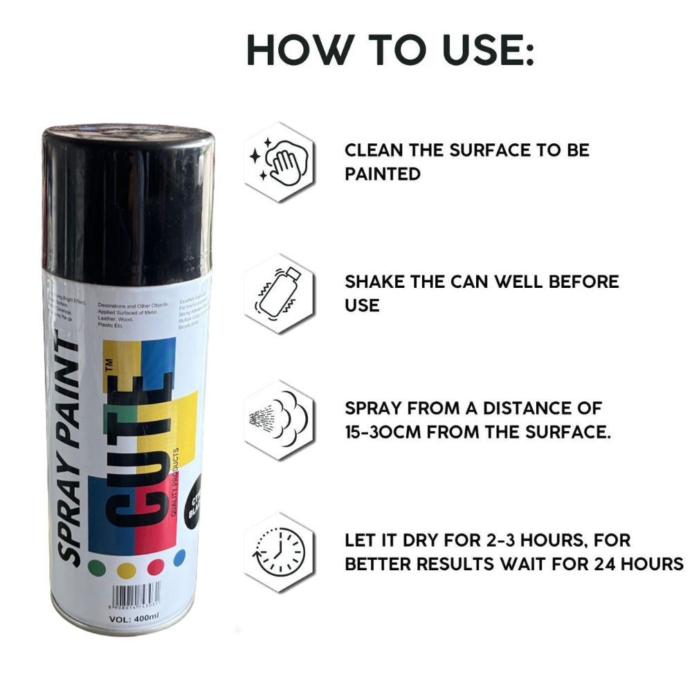 Spray Paint | Black | DIY, Quick Drying with Gloss Finish | 400ml