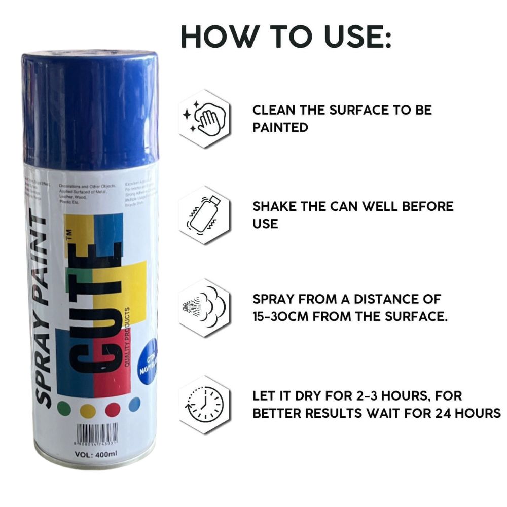 Spray Paint | Navy Blue | DIY, Quick Drying with Gloss Finish | 400ml